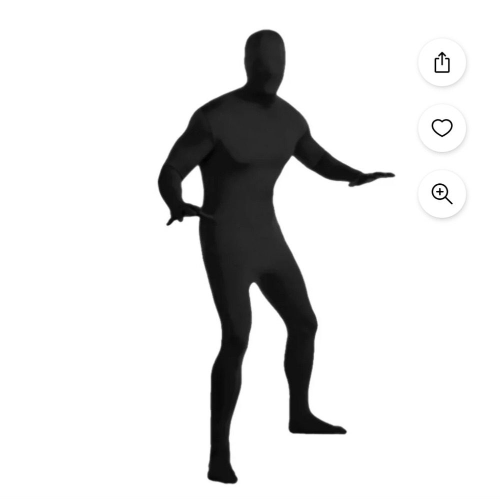 Morphsuits Party Costume black Morph Suit Size XLarge Spandex Bodysuit